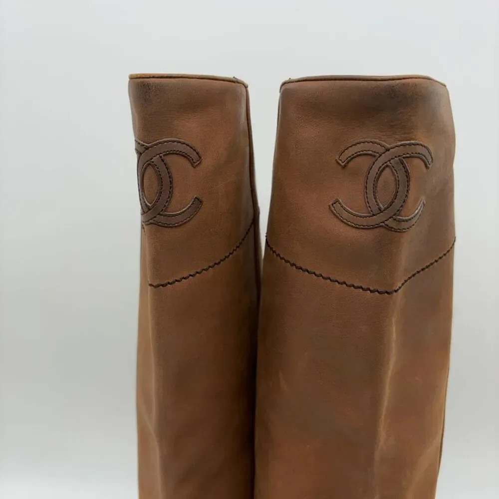 CHANEL Leather Brown Riding Boot